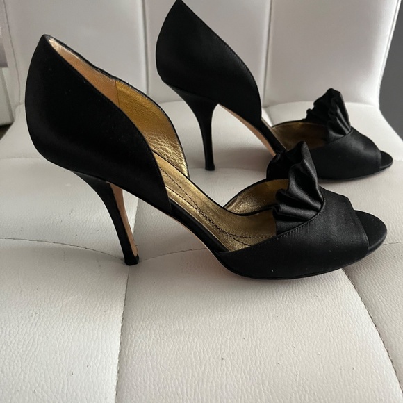 Kate Spade Black Satin Peep Toe heel size 6b - Picture 7 of 10